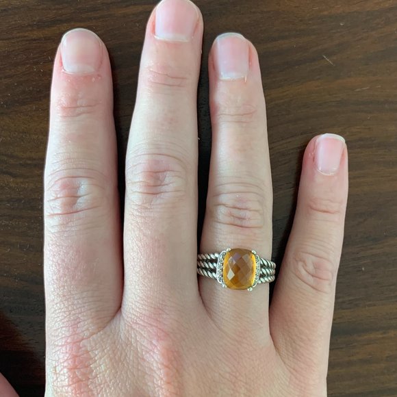 David Yurman Petite Wheaton Ring Citrine & Diamond - Picture 4 of 4